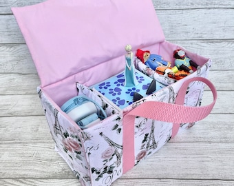 Toniebox Bag: Handmade Cotton Organizer, Parisian Rose, Eiffel Tower, Light Pink, Paris, Tonies Storage