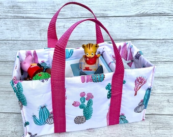 Toniebox Bag: Handmade Cotton Carrier, Tonies Storage | Pink | Succulent | Boho