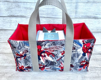 Toniebox Bag: Handmade Cotton Carrier, Tonies Storage | Spider | Blue | Tonies | Tonies Organizer |