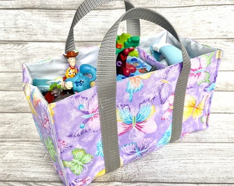 Toniebox Bag: Handmade Cotton Carrier, Tonies Storage, Butterfly, purple, glitter