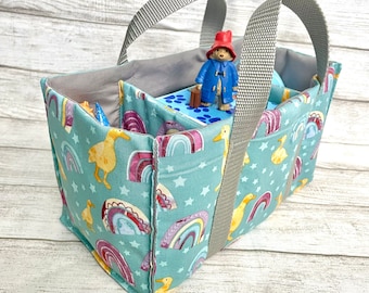 Toniebox Bag: Handmade Cotton Carrier, Rainbow Duck