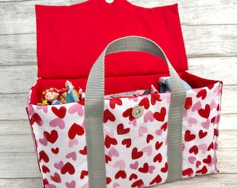 Toniebox Bag: Handmade Cotton Carrier, Hearts, Valentines