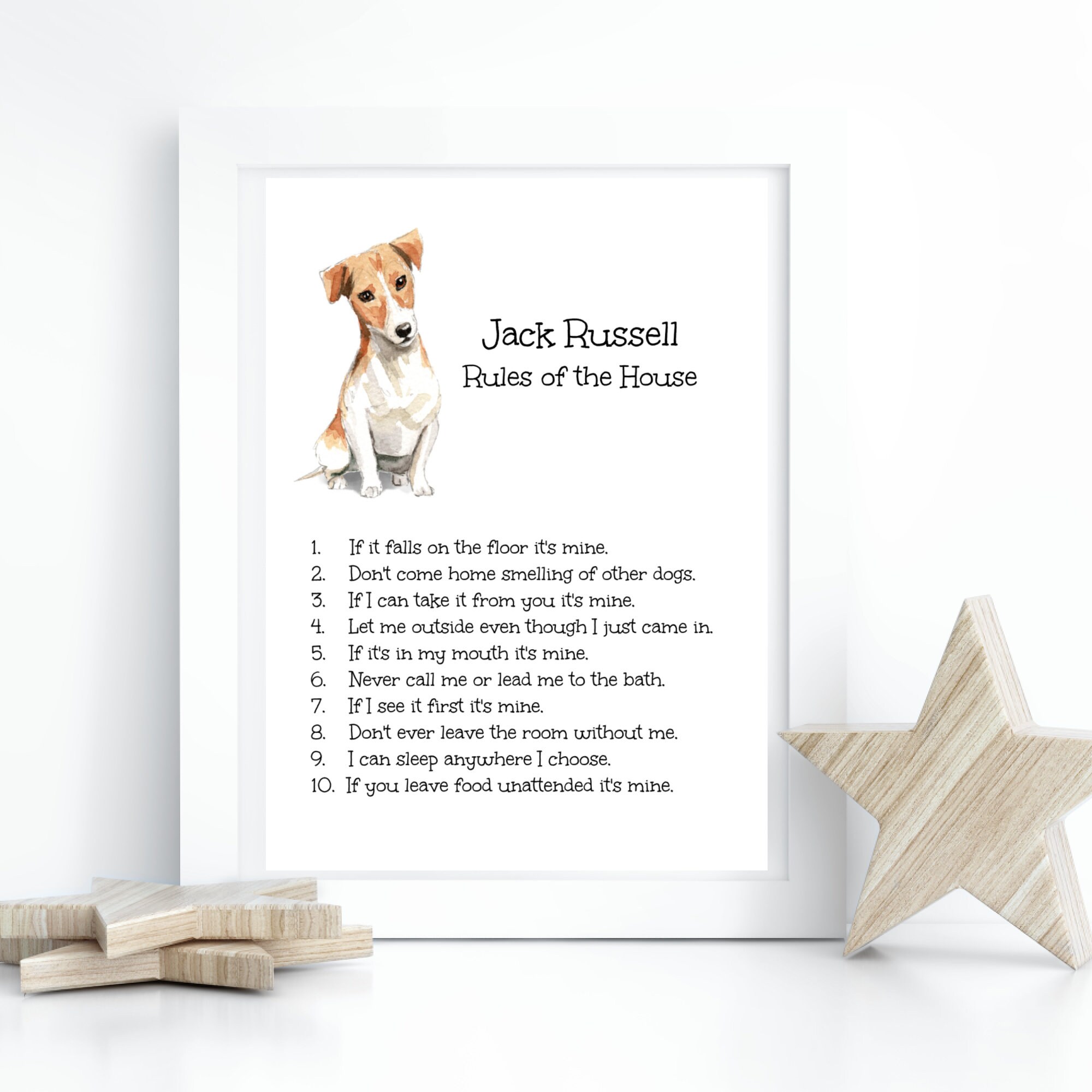 Jack Russell Dog Printjack Russell Giftdog Rules Printjack Etsy UK