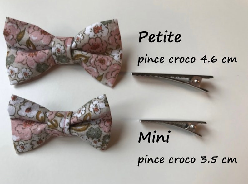 Bow barrettes with floral and graphic prints on crocodile clip image 2