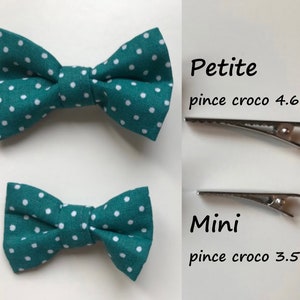 Bow barrettes on crocodile clip with polka dot prints, gingham image 2