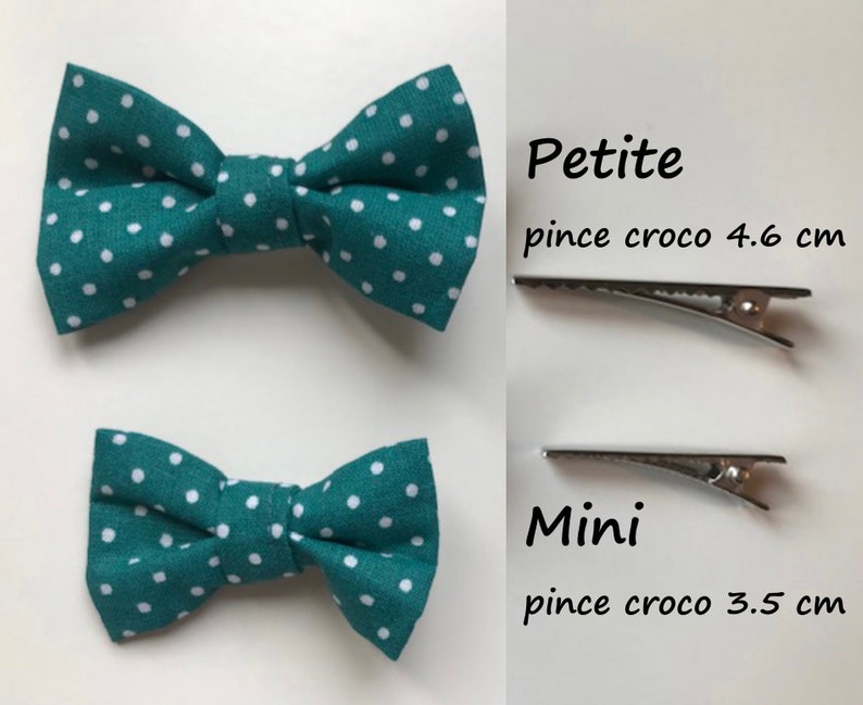 Bow barrettes on crocodile clip with polka dot prints, gingham image 2