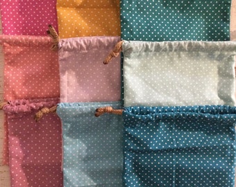 Sac en tissu imprimés à pois : 3 tailles disponibles