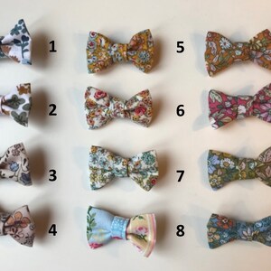 Bow barrettes with floral and graphic prints on crocodile clip image 3