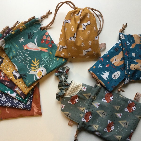 Sac en tissu motifs animaux : 3 tailles disponibles