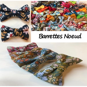 Bow barrettes with floral and graphic prints on crocodile clip image 1
