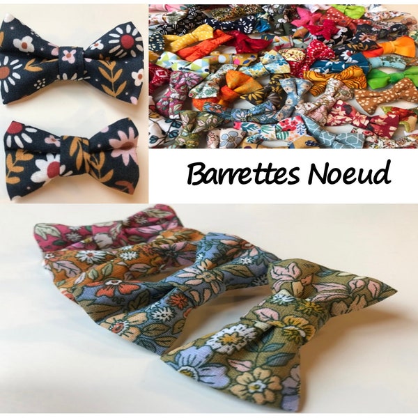 Barrettes noeud aux imprimés fleuris et graphiques sur pince croco