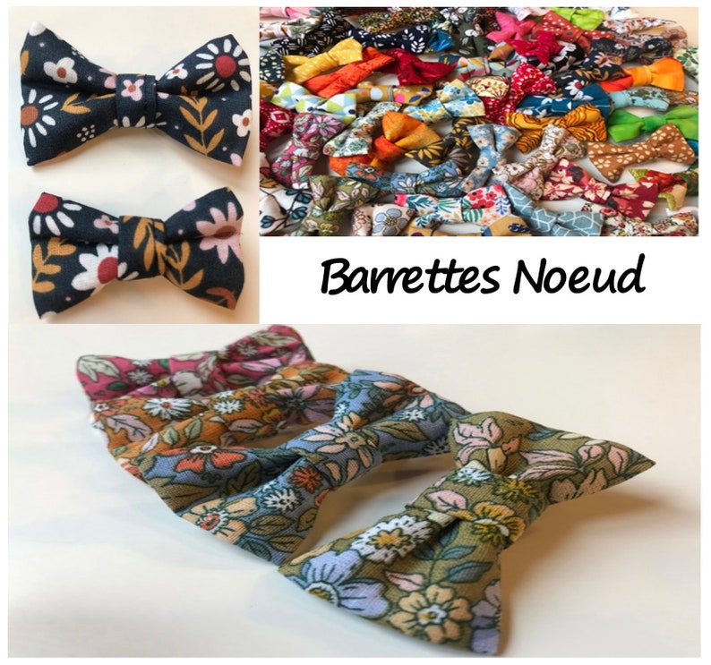 Bow barrettes with floral and graphic prints on crocodile clip image 1