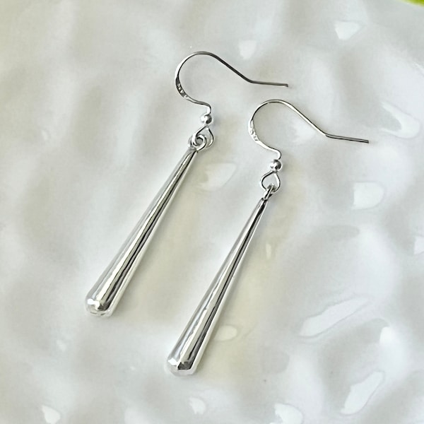 Silver Teardrop Dangly Earrings, Skinny Long Teardrops,Lightweight, Dainty, Minimalist, Elegant, Water Drop Earrings, Jewelry Gifts