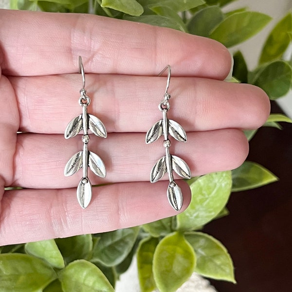 Dainty Silver Leaf Shape Drop Earrings, Boho Style Earrings, Silver Earrings, Jewelry Gifts