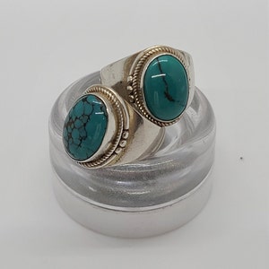 Turquoise Sterling Silver Rings with Filigree - handmade in Nepal