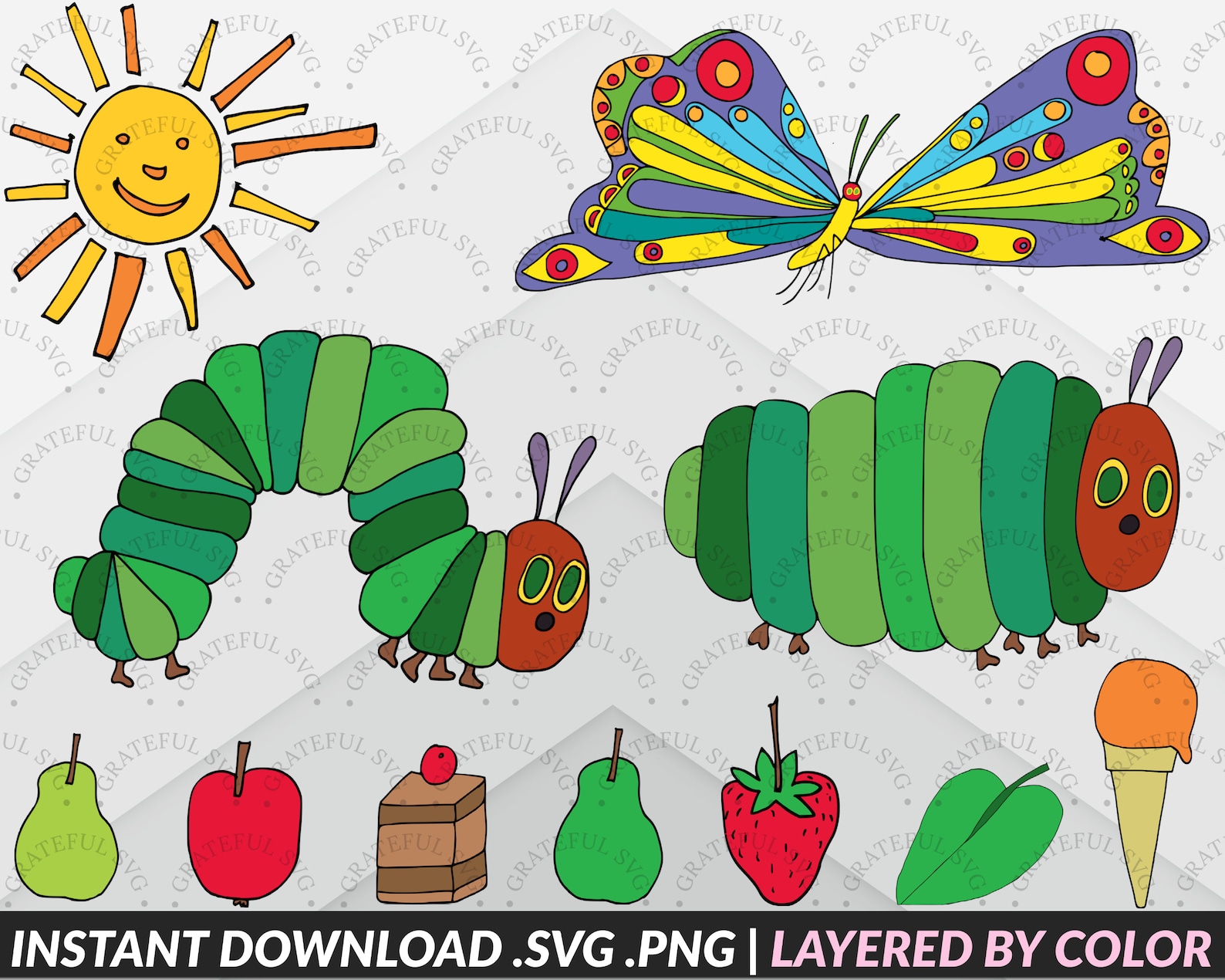The Very Hungry Caterpillar SVG Bundle the Very Hungry Etsy UK
