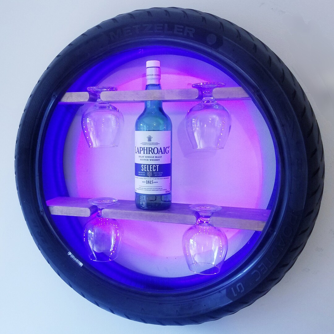 Motorbike Tyre Drinks Display Shelf Whiskey, Brandy, Liquor Bar Light