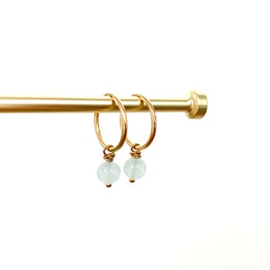 Aquamarine Dangle Hoop Earrings, Healing Crystal Earrings, Gemstone Earrings, Minimalist Earrings, Dainty Earrings, Gifts For Her