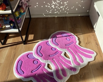 Jellyfish Tufted Custom Cartoon 3d Rug Handmade