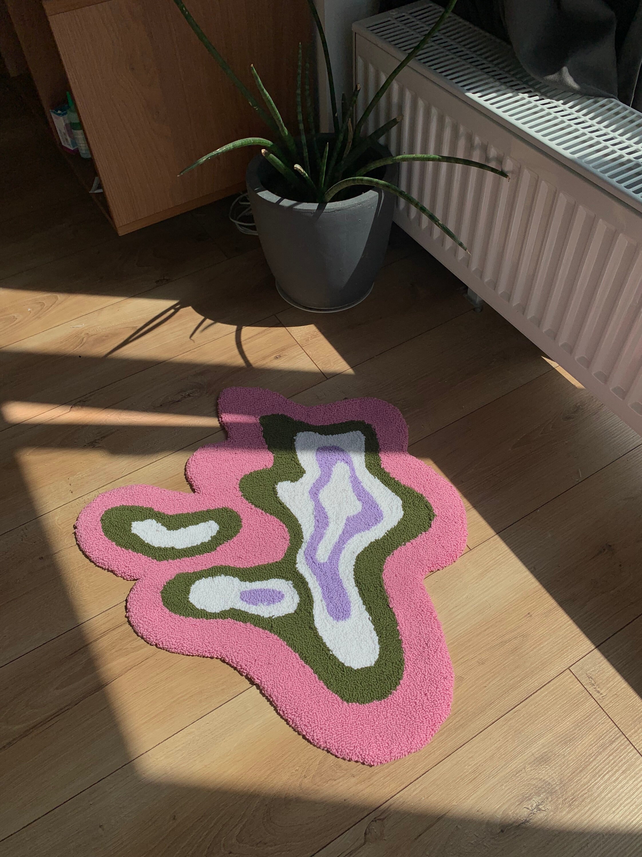 Custom rug tufting abstract handmade lsd smile shape Etsy