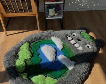 Totoro Anime Custom Tufted Rug Fluffy 3D Carpet