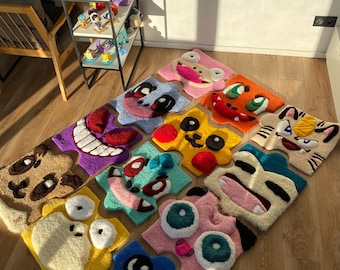 Cartoon Tufted Puzzle Rug 3d Fluffy Anime Carpet