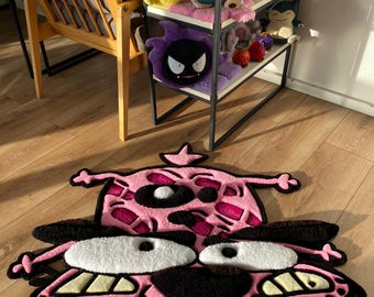 Courage the cowardly dog rug fluffy custom 3d tufted rug pink carpet,handmade tufted custom rug, bedroom decor carpet