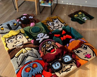 Cartoon Character Tufted Puzzle Rug 3d