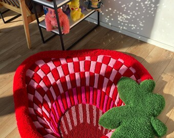 Fluffy 3d Tufted Abstract Strawberry Rug Bedroom Decor - Etsy