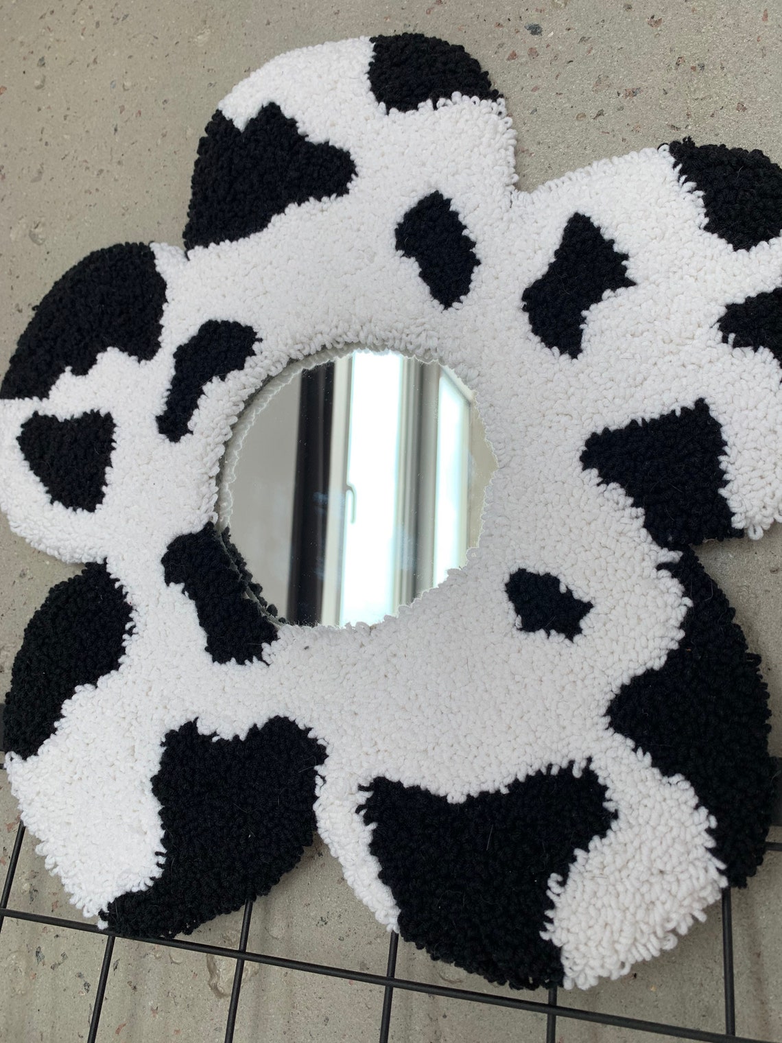 Tufted Mirror Rug Decorated Cow Print Etsy