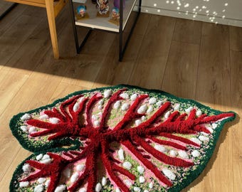 Monstera 3d tufted custom handmade Rug
