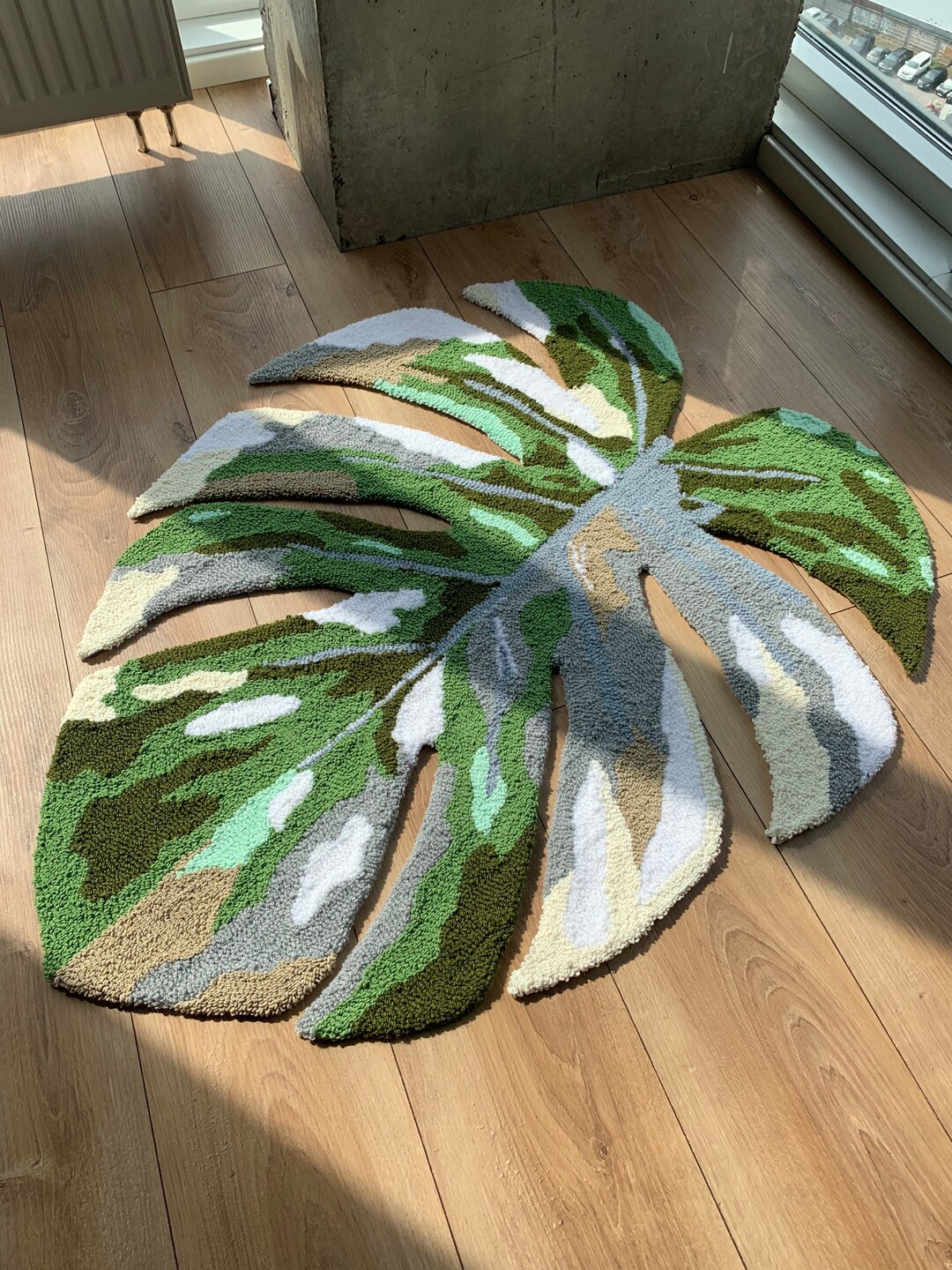 Monstera Tufted Rug Custom Flower Handmade Tufting Carpet Etsy
