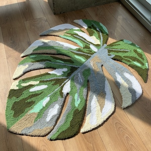 Monstera Tufted Rug Custom flower handmade tufting carpet