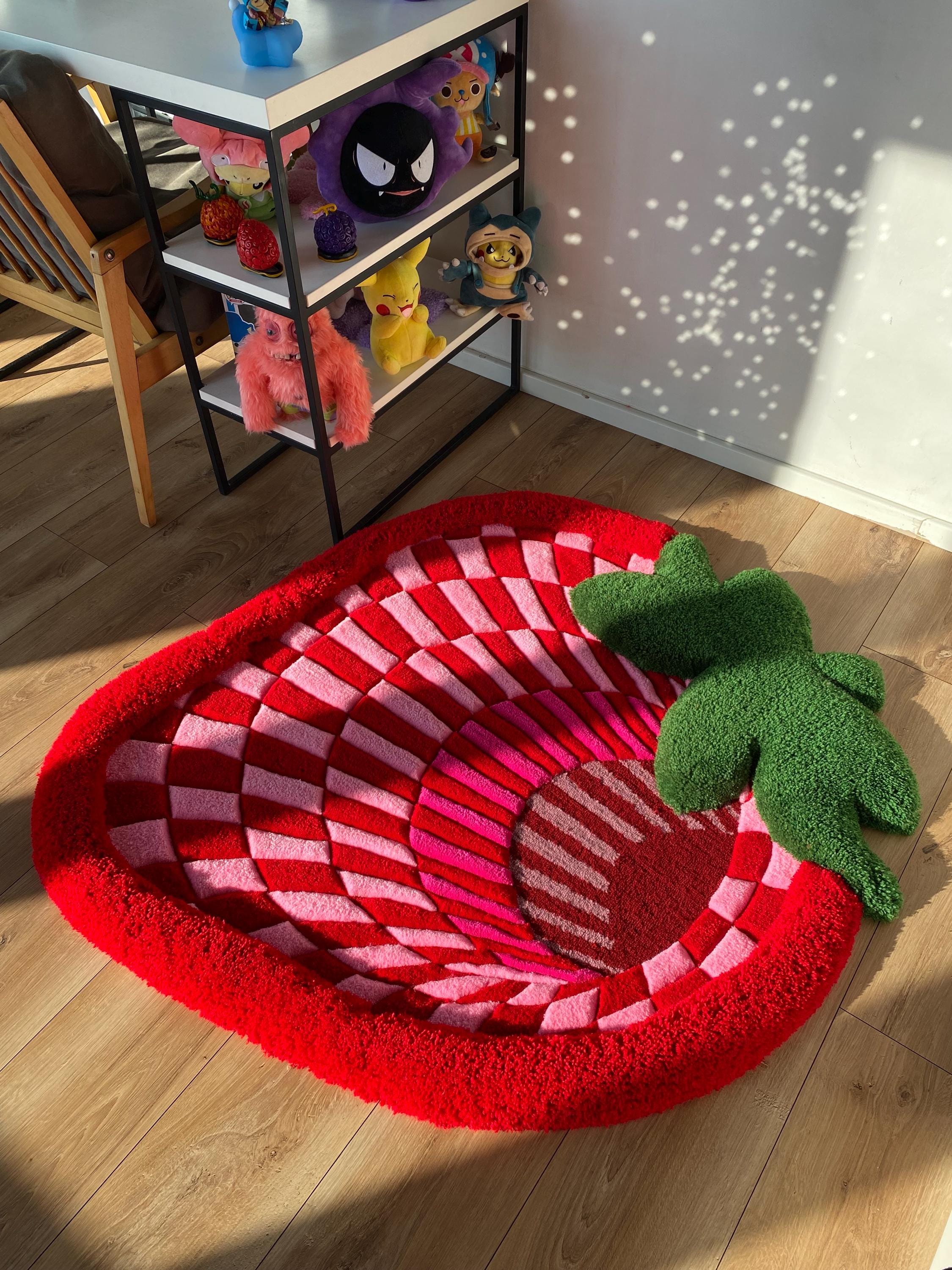 Fluffy 3d Tufted Abstract Strawberry Rug Bedroom Decor - Etsy