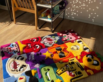 Handmade tufting puzzle 3d rug unique home decor cartoon lovers
