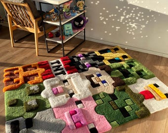 手作りのタフティングパズル3Dラグ、ユニークなホームデコレーション