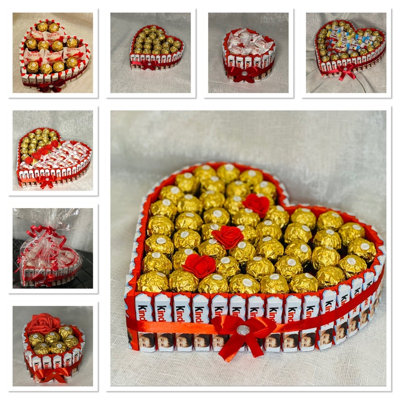 Pralinen Herz Torte mit Pralinen Geschenk für Muttertag ,Hochzeitstag, Geburtstag ,Verlobung, Hochzeit, Valentinstag oder einfach nur mal so Bild 1