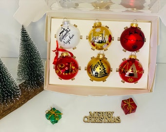 Set mit 6 Weihnachtskugel mit Namen personalisiert  Christbaumkugeln, Weihnachtsbaumkugeln Nickolaus