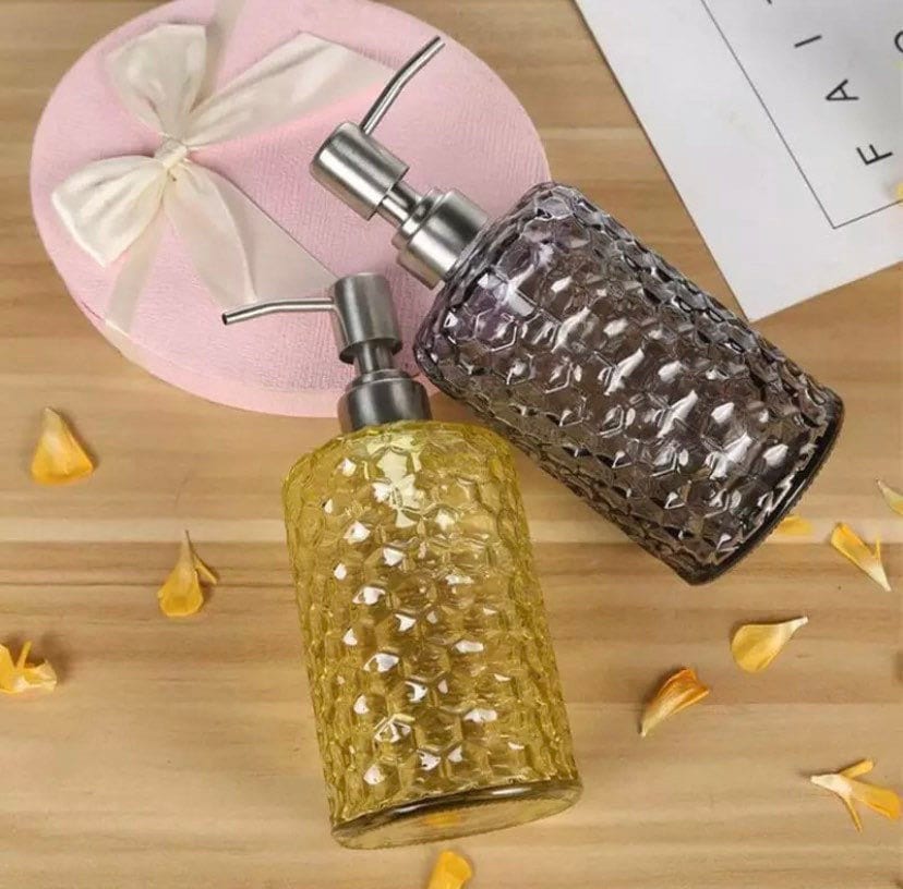 Hand Soap Dispenser Pump Reusable Bottle in Glass