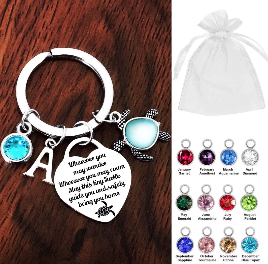 Personalised Travel Turtle Keyring, Travelling Turtle Bag Charm ...