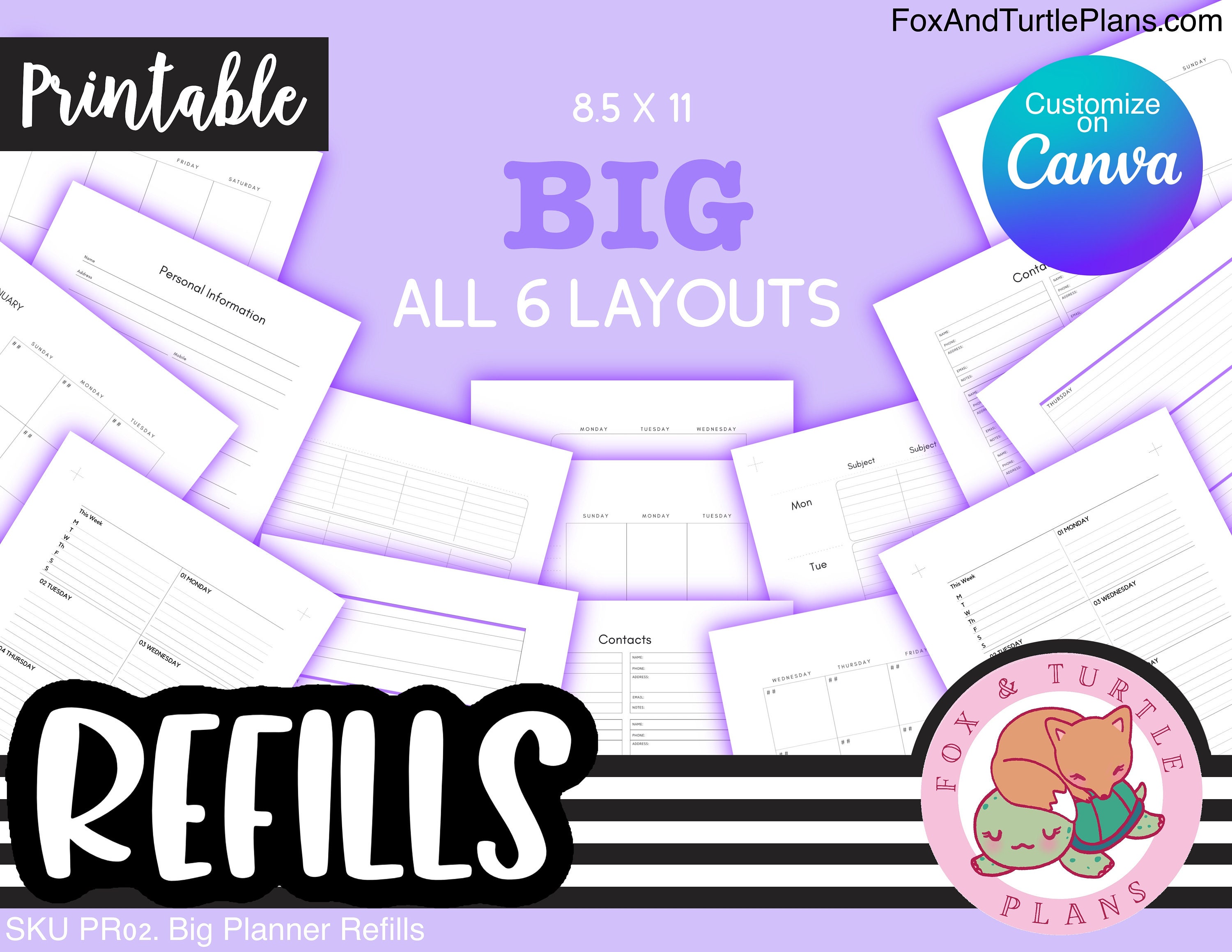 Printable Happy Planner Refills Big Size Planner Refills Canva &amp; PDF - Etsy