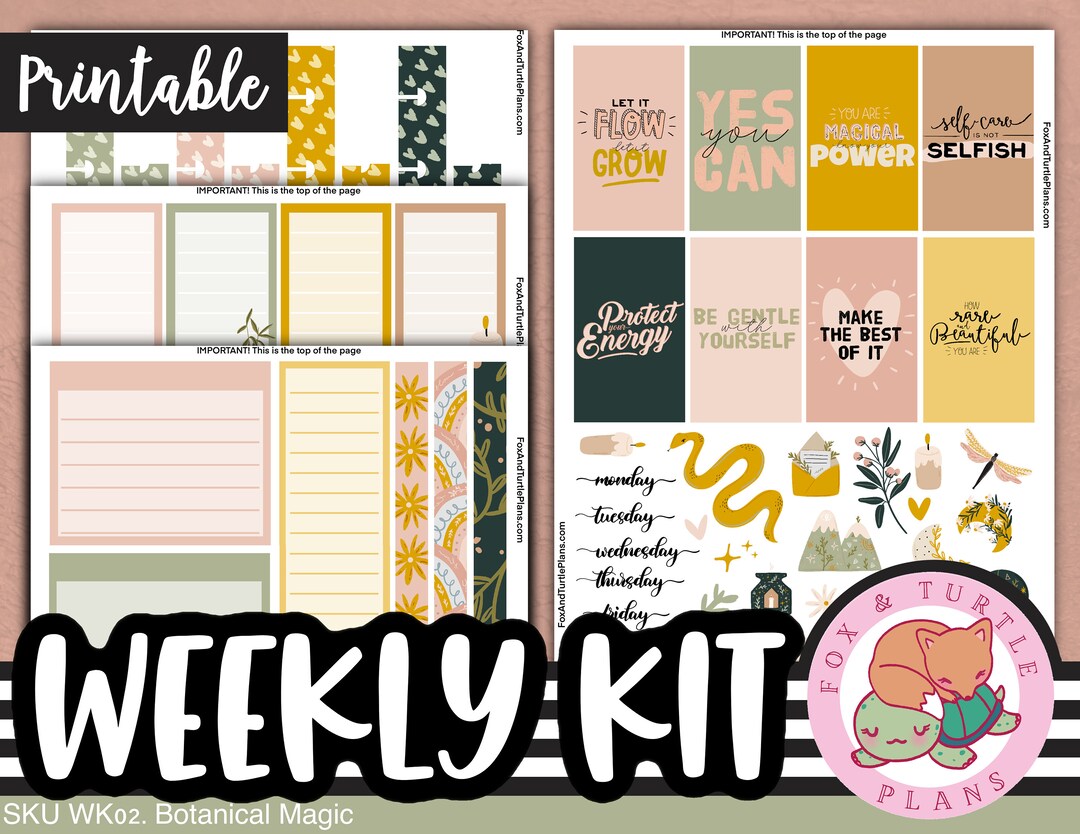 Printable Happy Planner Stickers Classic Weekly Kit Botanical Magic ...