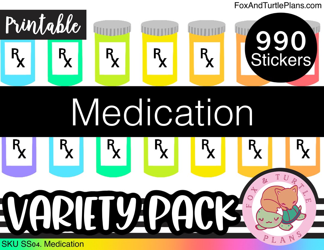 Printable Happy Planner Stickers Icons Medication Cut Files PNG PDF - Etsy