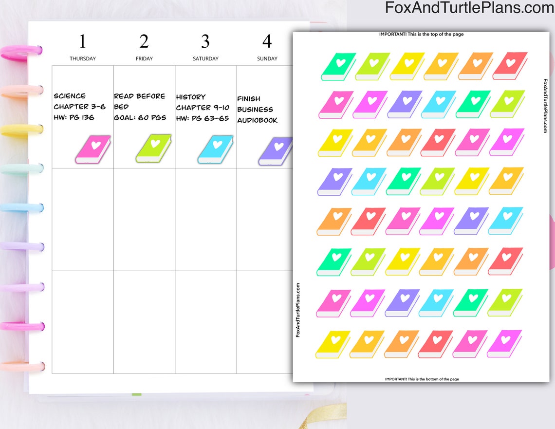 Printable Happy Planner Stickers Icons Books Cut Files - Etsy