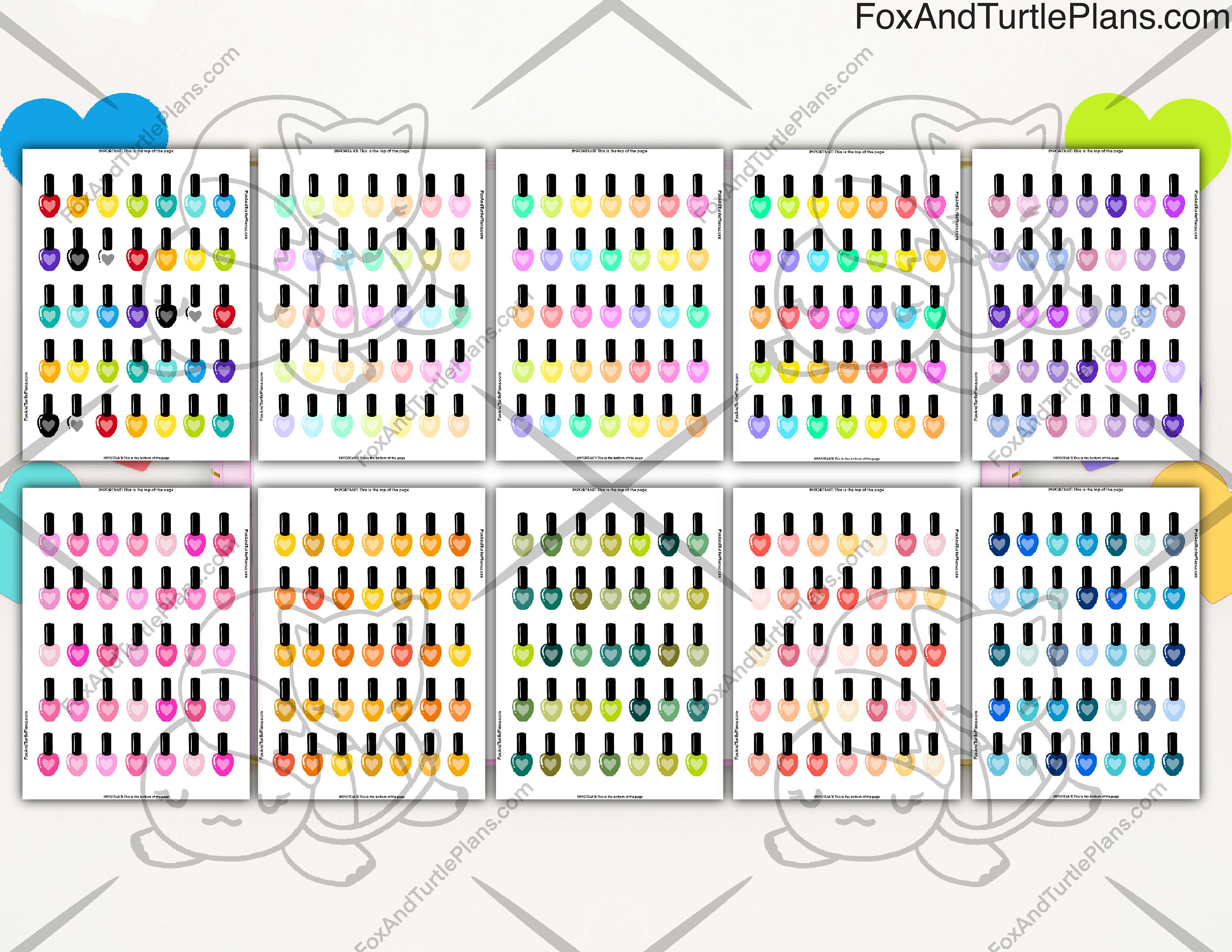 Printable Happy Planner Stickers Icons Nail Polish Cut Files PNG PDF - Etsy