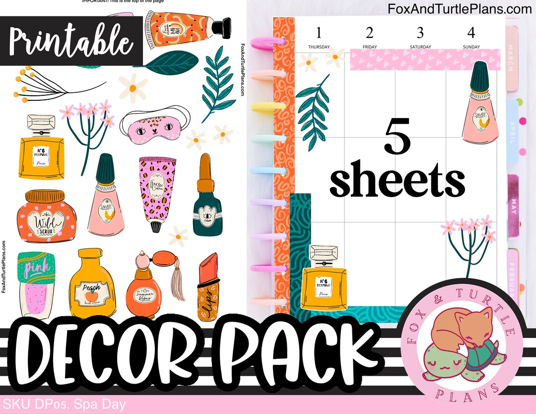 Printable Happy Planner Stickers Classic Decor Kit Spa Day Spring ...