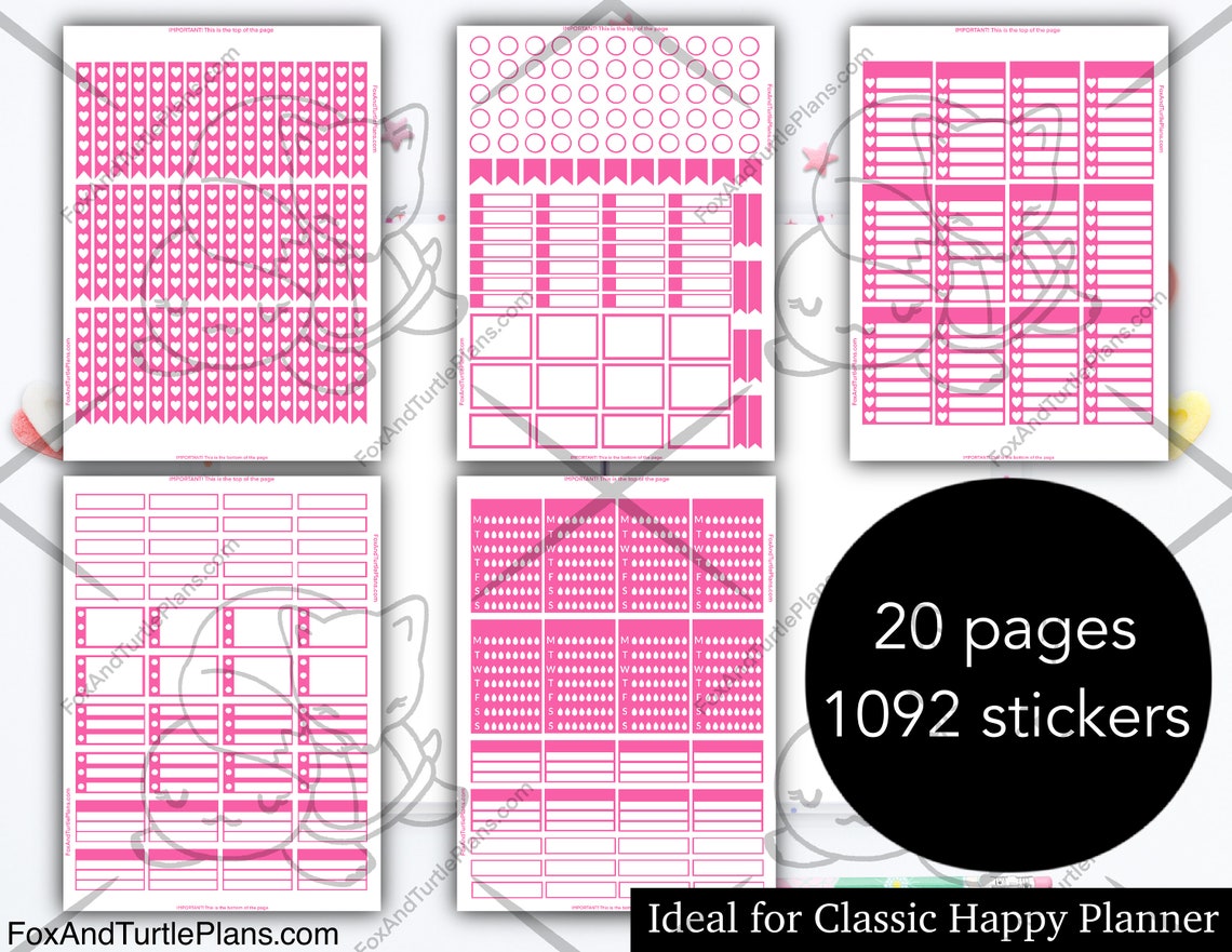 Printable Happy Planner Stickers Classic Planner Essentials Pink Boxes ...