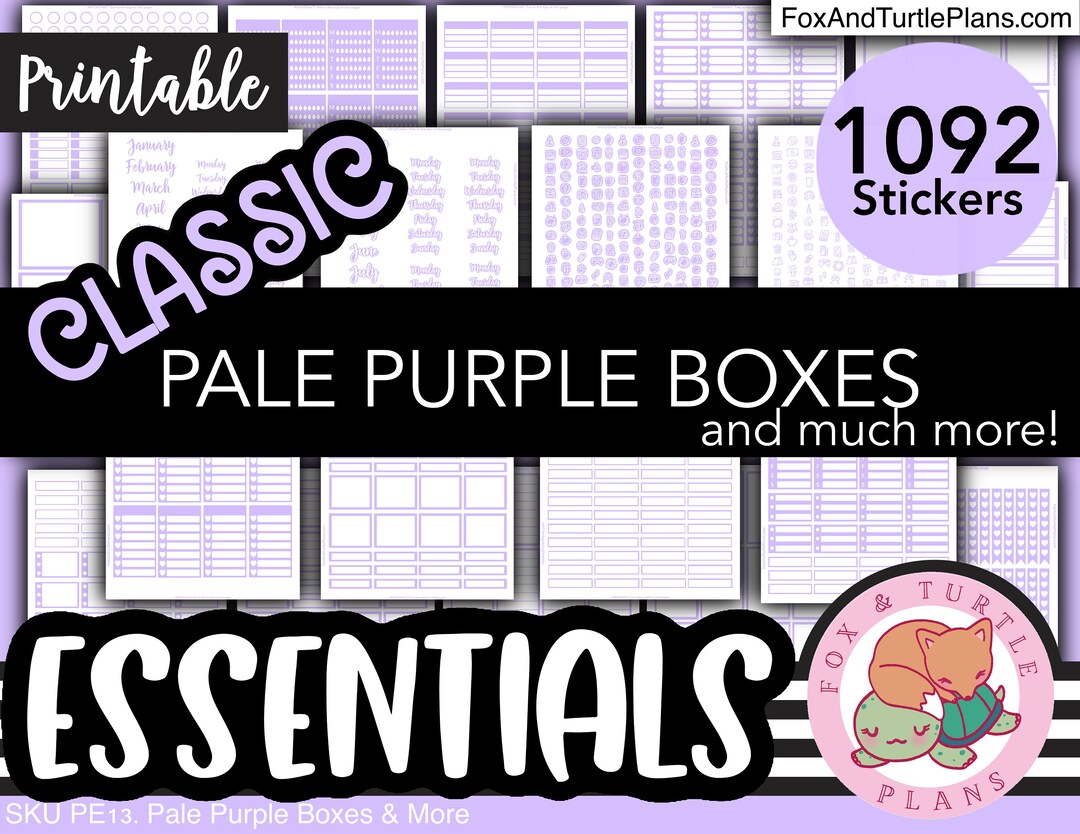 Printable Happy Planner Stickers Classic Planner Essentials Pale Purple ...