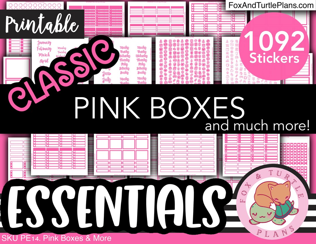Printable Happy Planner Stickers Classic Planner Essentials Pink Boxes ...