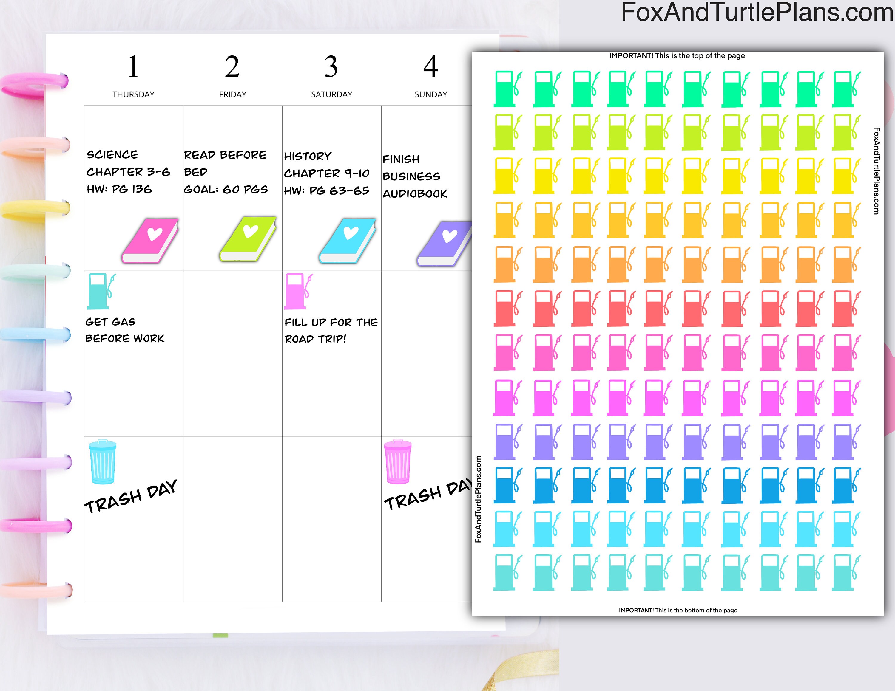 Printable Happy Planner Stickers Icons Refuel Cut Files PNG PDF - Etsy